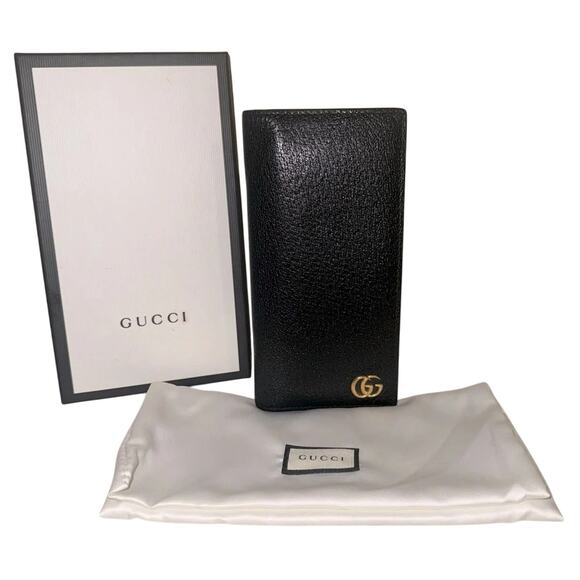 Authentic GUCCI GG Marmont Black Leather Long Wallet Full Inclusion